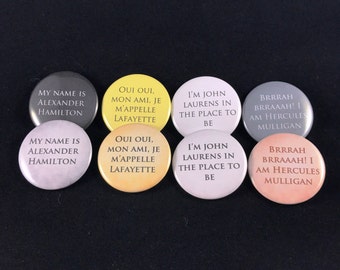 Hamilton Inspired Four Friends - Hamilton, Lafayette, Laurens, Mulligan - Button, Magnet, or Pocket Mirror