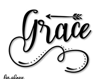 Grace Word Art with Arrow - SVG, DXF, png, jpg digital cut file for Silhouette or Cricut