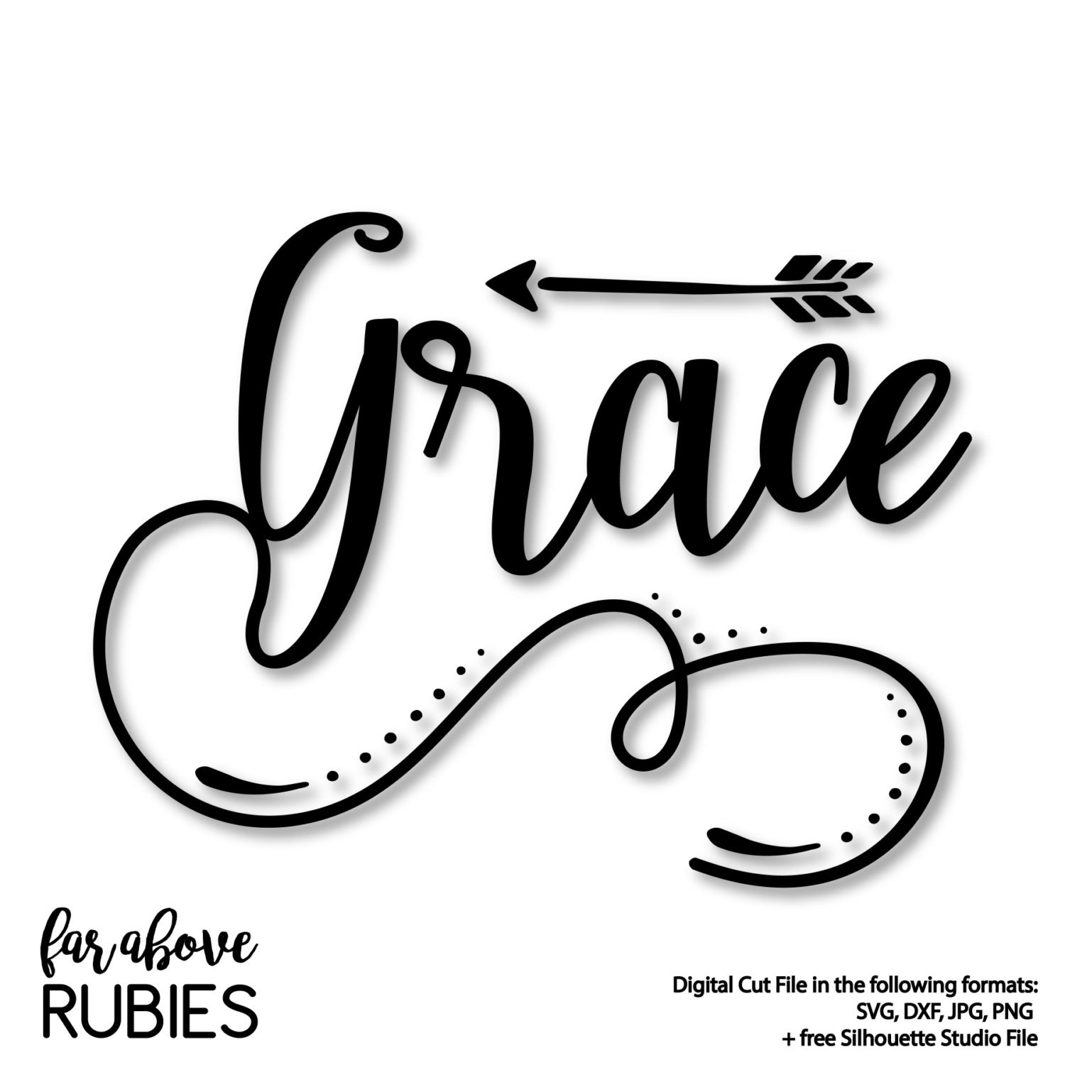 Download Grace Word Art with Arrow SVG DXF png jpg digital cut