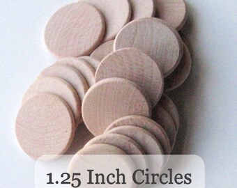 Unfinished Wooden Circles 1.25 inch x 1/8inch, Pack of 50