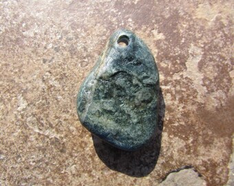 Natural BEACH STONE Pendant Top Drilled Lake Stone 3mm