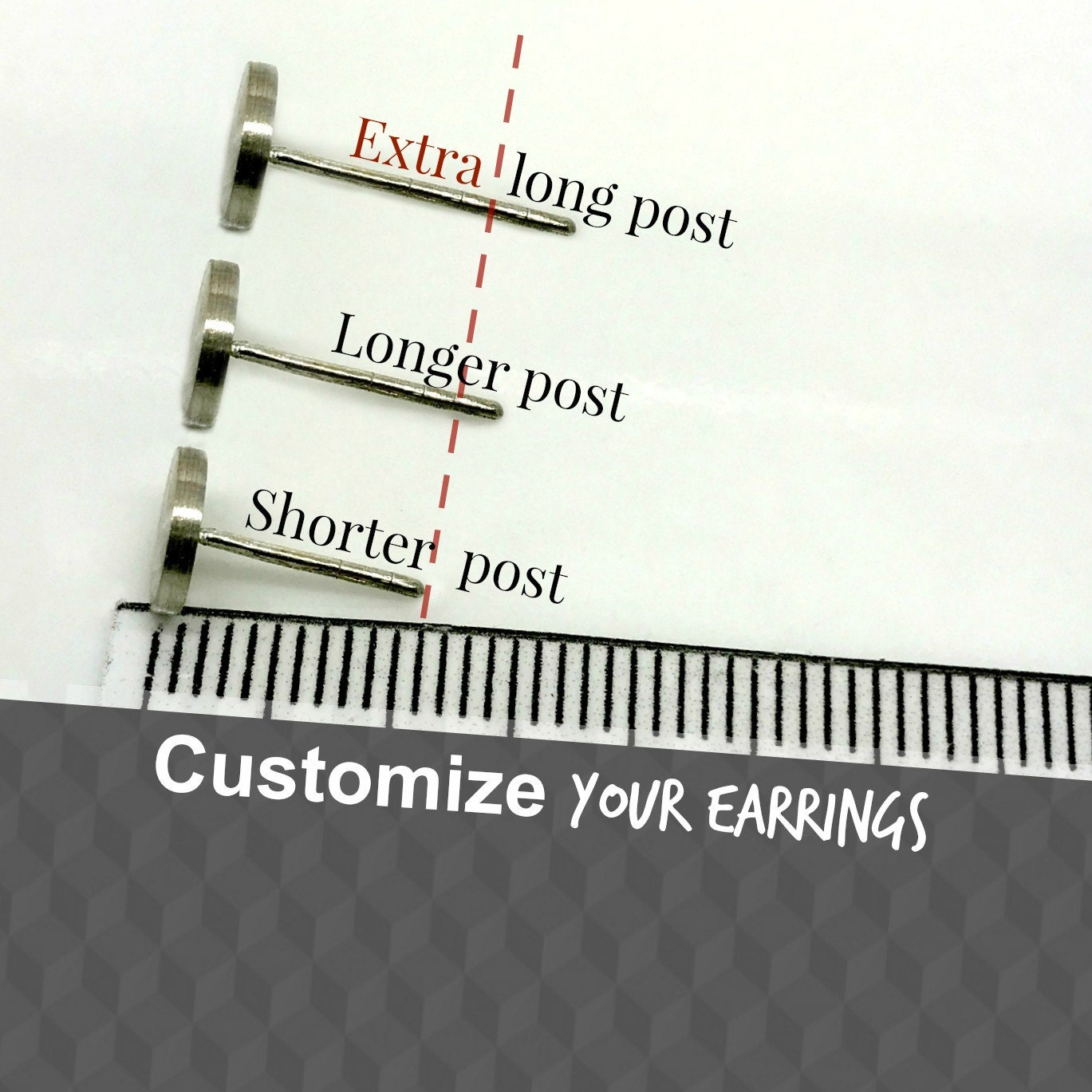 Extra long post earrings thick lobe earrings custom extra