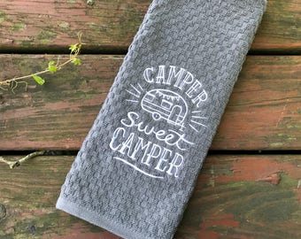Camper Sweet Camper - Camping Towel - RV Towel - Camper Towel - Kitchen Towel - Camping Gift Gifts for Men - Gifts for Him - Gifts for Her