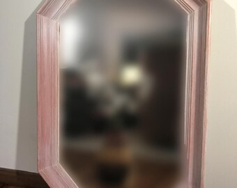 Octagonal Mirror Cream Cycle Orange Oak 28 by 18