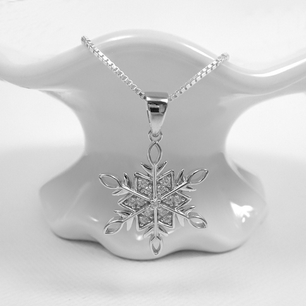 Snowflake Necklace Winter Necklace Winter Wedding Necklace