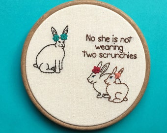 Middle School Bunnies Hand Embroidery - 7" Hoop