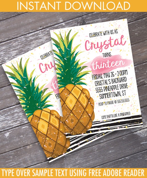 Pineapple Party Invitation - Pineapple Birthday, Party Like a Pineapple