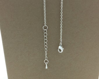Silver necklace chain adjustable extension, 14 to 18" lengths, bright silver chain necklace oval link chain necklace SMALL 1.5mm - 2mm links