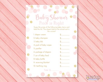 Pink and Gold Price is Right Baby Shower Game - Girl Baby Shower Activity - Pink and Gold Glitter Confetti - PRiNTABLE, INSTANT DOWNLOAD