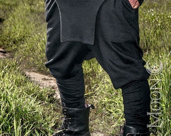 NEW Men's "Rogue" Harem Styled Apron Pants in Black Diamond Stitched Knit by Opal Moon Designs (Sizes S -XL)