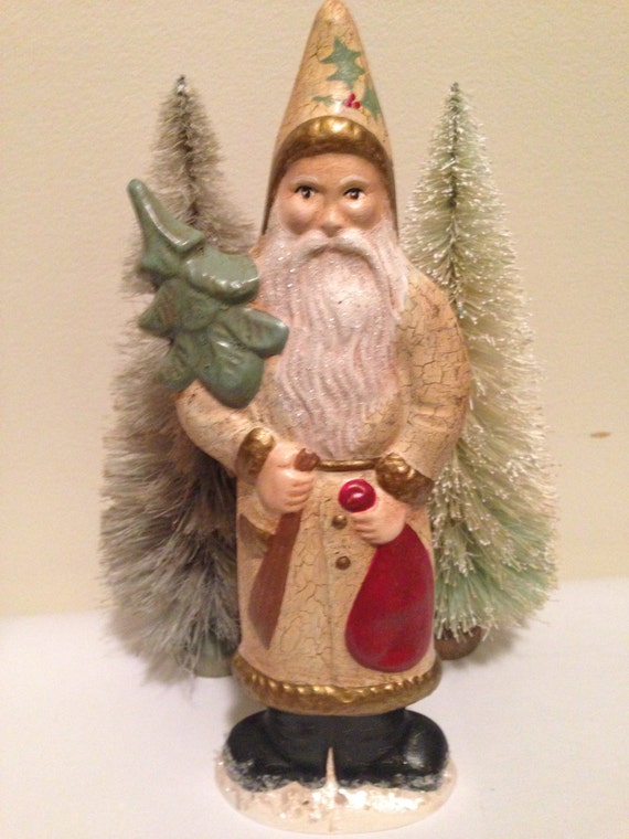 Folk Art Chalkware Belsnickle Santa from Chocolate Mold With