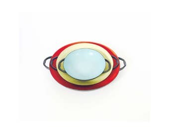 Vintage Colorful Nesting Paella Pans / Krenit