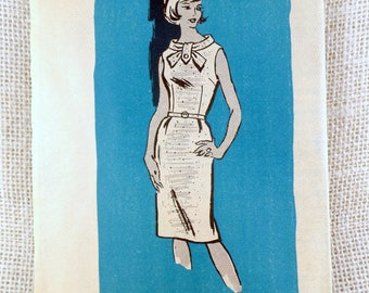 Vintage Pattern Anne Adams 4501 dress sewing belted collar Scarf Wiggle 1960s Rockabilly Bust 32 Bombshell Uncut