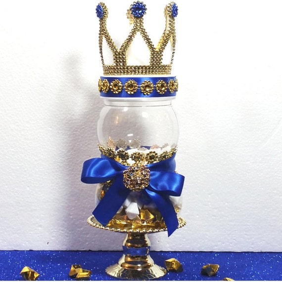 Crown Prince Baby Shower Centerpiece / Boys Royal Blue and Gold Baby ...