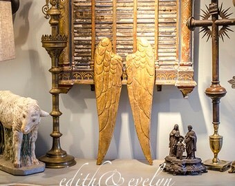 Vintage Angel Wings, Gilded Wood, Italian Florentine