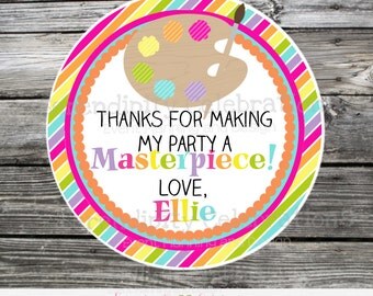 Art Party Favor Tags, Colorful Party Tags, Art Birthday Party Stickers, Art favor tags, Art stickers, Birthday Party Art, Painting Party