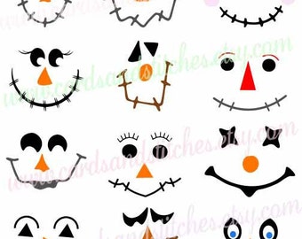Scarecrow Faces SVG - Scarecrow SVG - Autumn SVG - Digital Cutting File - Graphic Design - Instant Download - Svg, Dxf, Jpg, Eps, Png