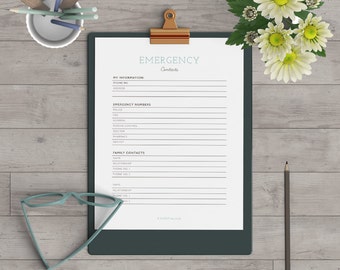 emergency contact form for nanny babysitter or daycare