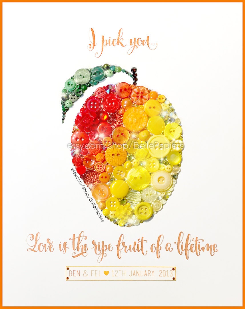 Fourth Anniversary Fruit & Flowers Anniversary Button Art