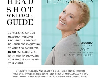 Photography Template, Headshot Welcome Guide, Marketing Template, Photoshop, Pricing Guide, Branding, HG100, INSTANT DOWNLOAD