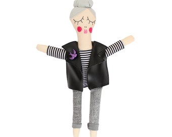 Rock Chick, RosieDoll, Rag doll, Handmade Doll