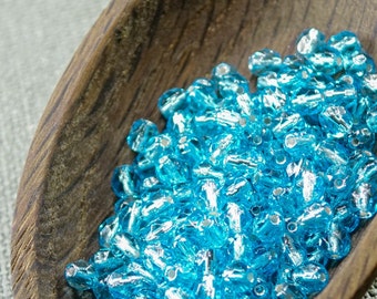 Faceted Glass Bead 4mm Czech Fire Polished Transparent Sky Blue Silver Core (50) 4mm blue beads