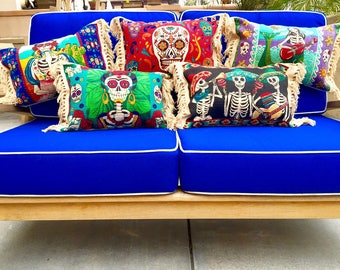 Day of The Dead Pillows / Frida Kahlo / Mermaid Pillow / Mexican Blanket Pillow / Throw Pillows / Sea Gypsy / Cotton Pillows / Home Decor
