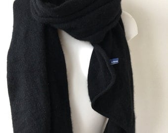Long cashmere scarf black classic shawl by ANN TAYLOR unisex cashmere knitwear wide thick gift for him or her 80 " by 24"