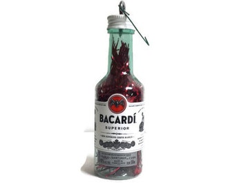 Bacardi, Bacardi Rum Ornament, Christmas Ornament, Miniature Bacardi bottle, Handmade Ornament, liquor bottle