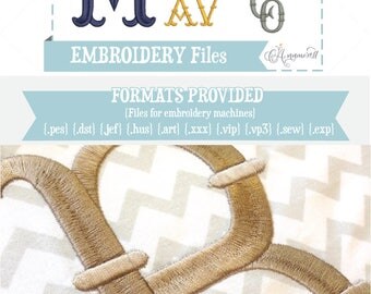 4 sizes French Fishtail Embroidery Font/Alphabet for Machines | Instant Digital Download | Fishtail Alphabet / BX font / Fish tail