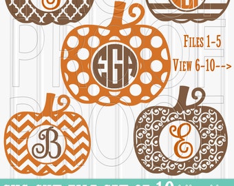 Pumpkin SVG Files Set of 10 (+1) cut files includes svg/png/jpg formats! Commercial use approved! monogram svg pumpkin {no letters included}