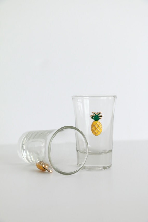 Gold Pineapple Party Shot Glasses Home Decor Palm Springs