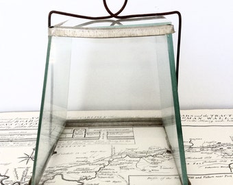 Vintage Wire and Glass Cloche, Old Terrarium, Small Glass Garden Cloche, Vintage Garden Tools
