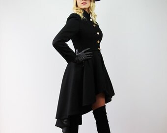 Women high low jacket black jacket assymetrical blazer