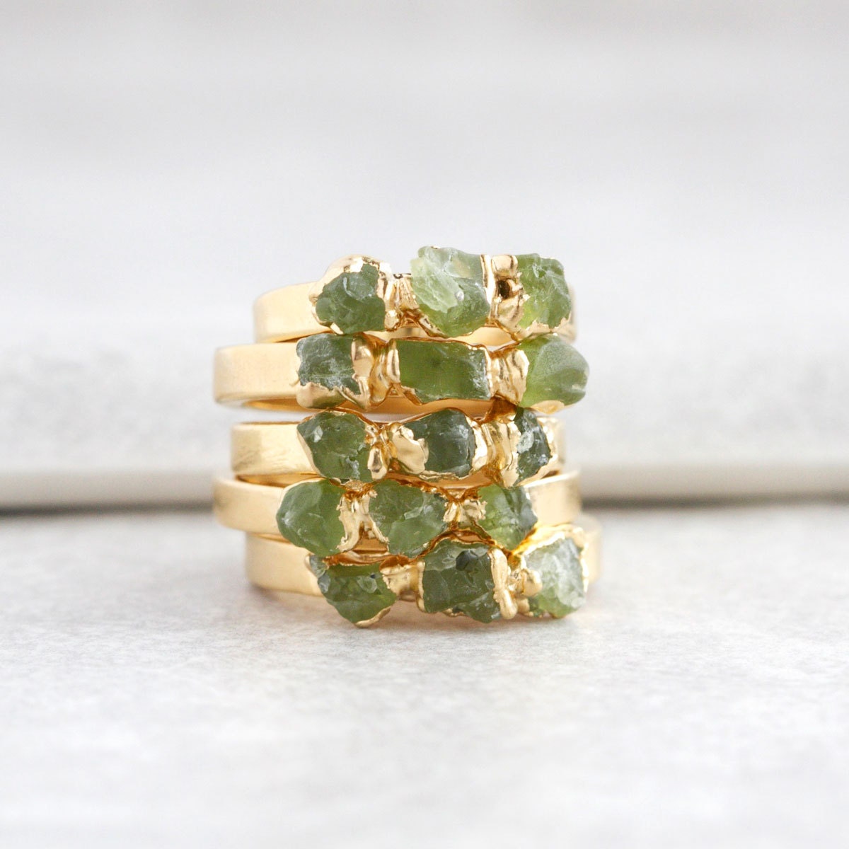 peridot ring gold / green stone ring / peridot stacking ring
