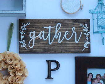 Gather wood sign | Etsy