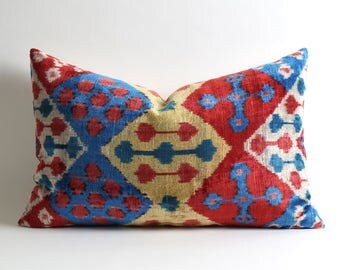 velvet pillow, handwoven pillow, ikat, ikat pillow, velvet, throw pillow, pillow cover, accent pillow, velvet ikat pillow, ikat pillows