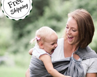 Bibetts Pure Linen Ring Sling Baby Carrier 'Gray' - CPSIA compliant - Infant, Toddler and Baby Carrier