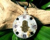 PROTECTION Orgone Pendant – Fluorite, Amethyst and Onyx – Protection, Grounding, Aura Balancing - Large