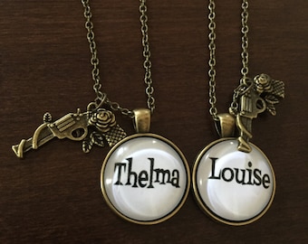 thelma and louise, thelma and louise necklace, thelma louise, thelma louise gifts, partners in crime, best friend necklace, best friend