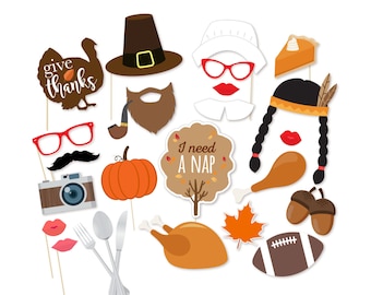 Printable Thanksgiving Photo Booth Props - Instant Download Thanksgiving Photobooth Props - Turkey Props - Pilgrim Props - Fall Photo Booth
