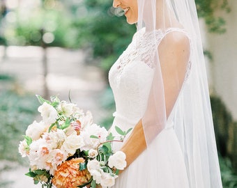 Fingertip length Wedding Bridal Veil white, ivory, Wedding veil bridal Veil Fingertip length veil bridal veil cut veil