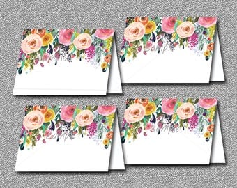 Floral Baby Shower Food Tent Cards or Place Cards Printable, Girl Baby Shower - Boho Baby Shower, INSTANT DOWNLOAD 020