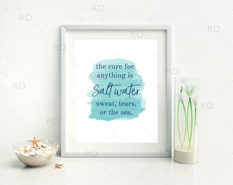 The Cure for Anything is Salt Water Mixed Media Art Ocean