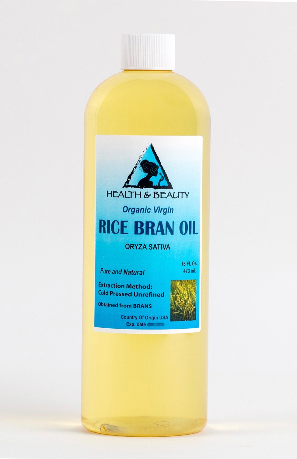 16 oz RICE BRAN OIL Organic Carrier Unrefined Cold Pressed