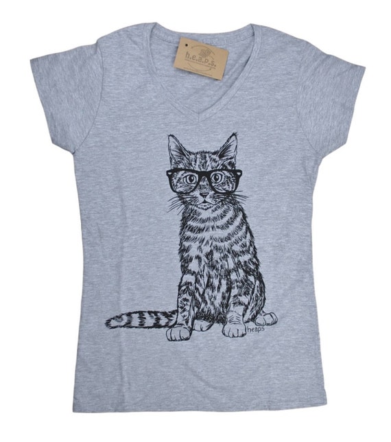 Womens V Neck T Shirts Womens T shirt Cat T Shirt Womens