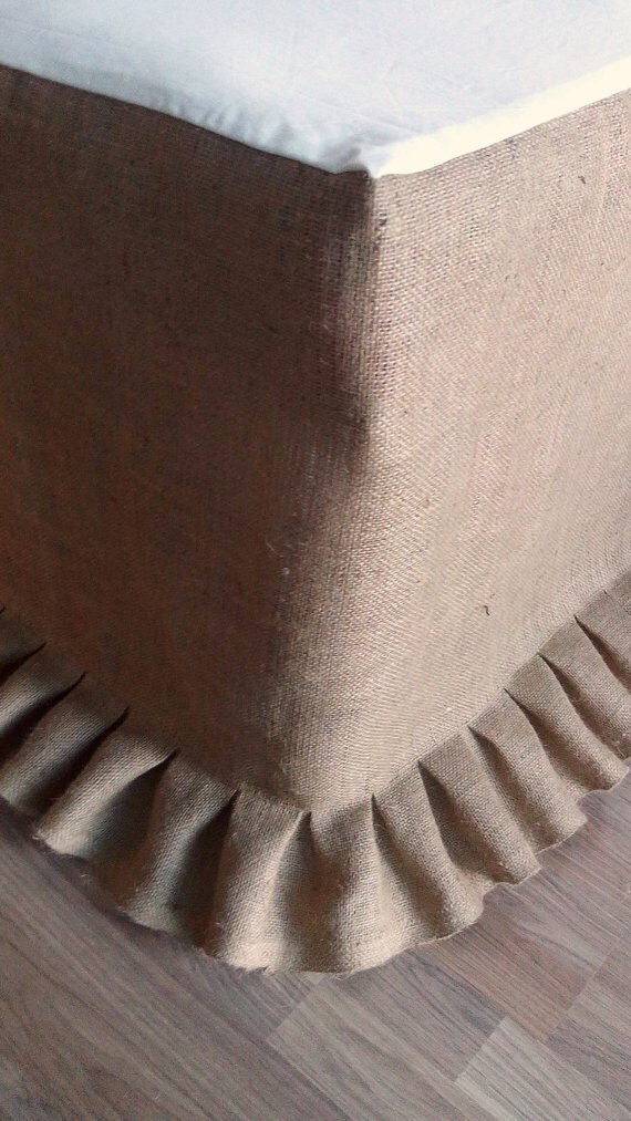  Burlap  Bedskirt Bed  Skirt with Ruffle  Rustic Bedskirt