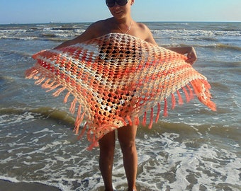 orange shawl spring clothing accessory beach shawl orange scarf/for/women gift mom mohair wrap wool scarf soft shawl crochet scarf gift ї07