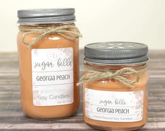 Peach Candle - Scented Soy Candles Handmade - Country Home Decor - Fruit Soy Candle - Housewarming Gifts Home Decor - Georgia Peach Candle