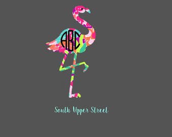 Lilly Monogram Flamingo Vinyl Decal | Flamingo Decal | Laptop Decal | Flamingo Sticker | Yeti Cup decal | Glitter Decal